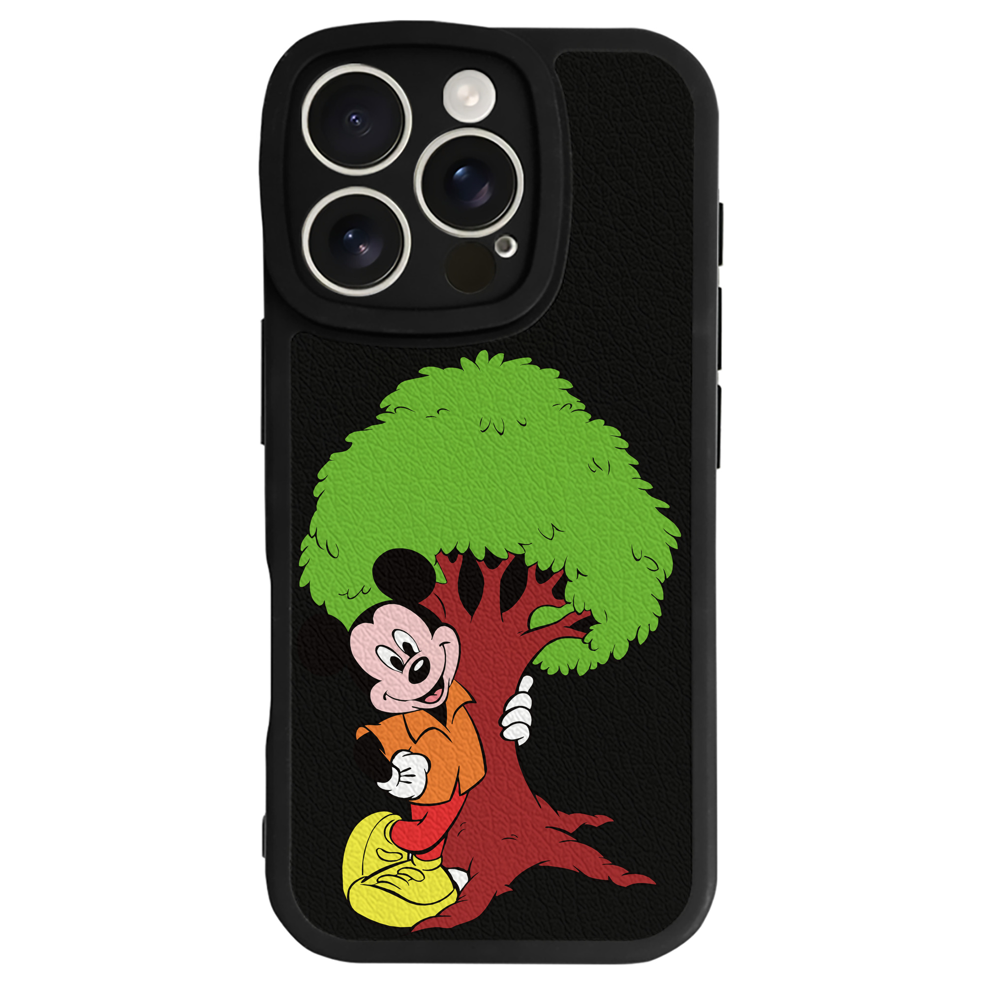 （画像用） ミッキーマウス Mickey Mouse 【iPhone 16シリーズ対応】シリコンスマホケース（レザー調） 材質：シリコン